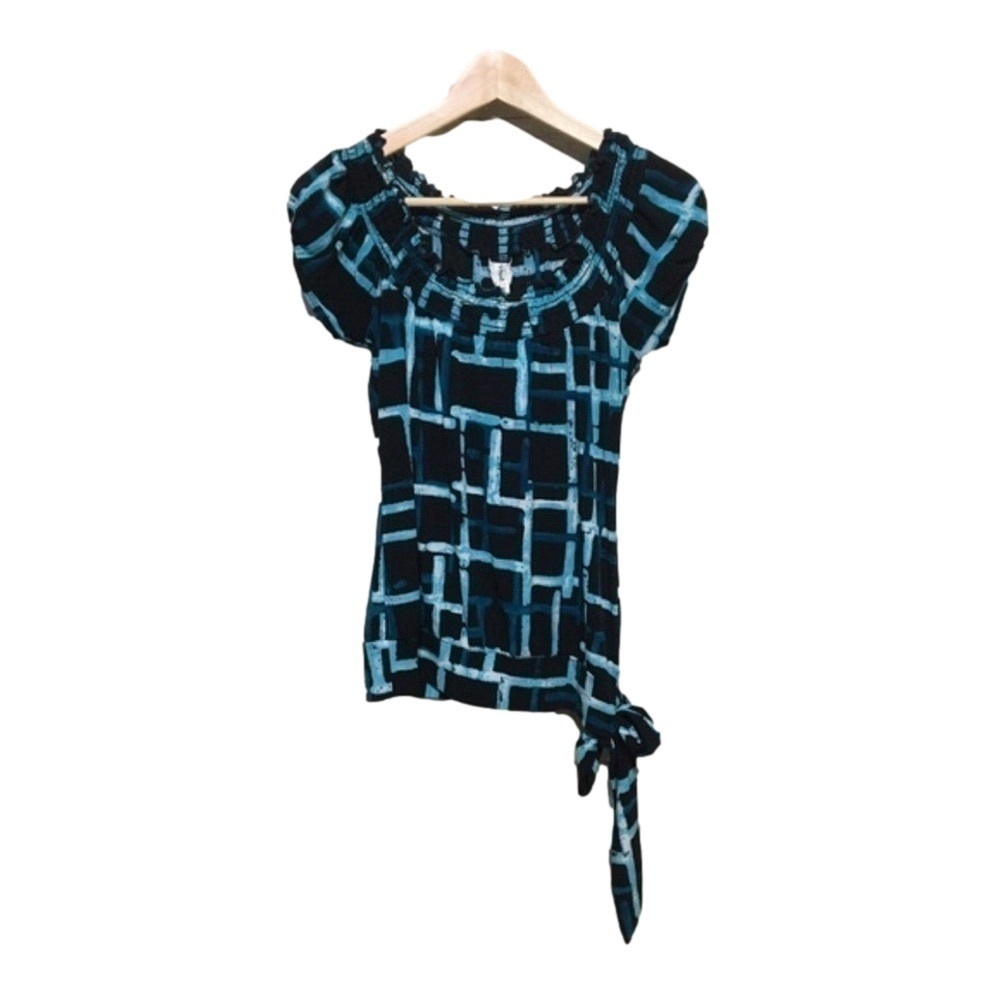 HeartSoul abstract print tie waist top Jr size M